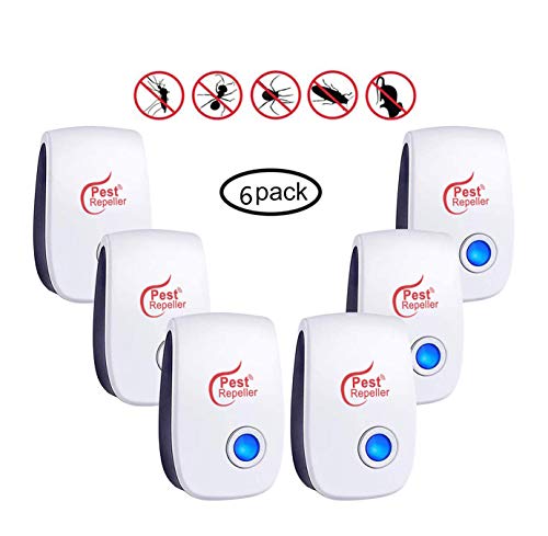 QUTAII Repellente ad Ultrasuoni, Repellente Zanzare Antizanzare Repellente,Repellente Contro Parassiti per Zanzare,Cimici,Scarafaggi,Parassiti, Talpe Mosche(6 Pezzi)
