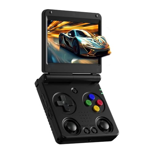 RG34XXSP Game Console Clamshell Retro Portable Handheld RG34XX SP Flip 3.4-Inch IPS Linux 64-bit Game Console 720*480 Screen 3300mAh Rechargable Battery Video Gaming Player (Black 64GB)