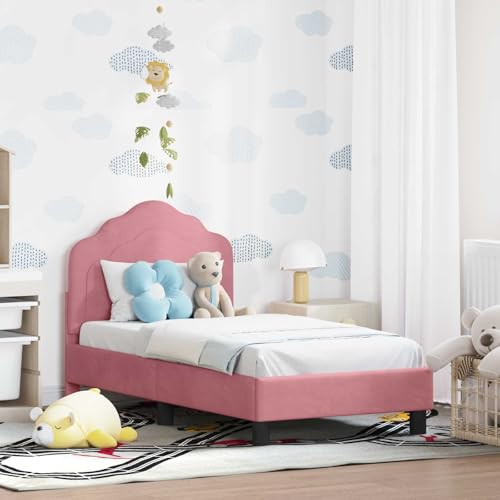 Generico Estructura de cama para niños con cabecero rosa, 70 x 140 cm, camas y marcos para camas 42010932