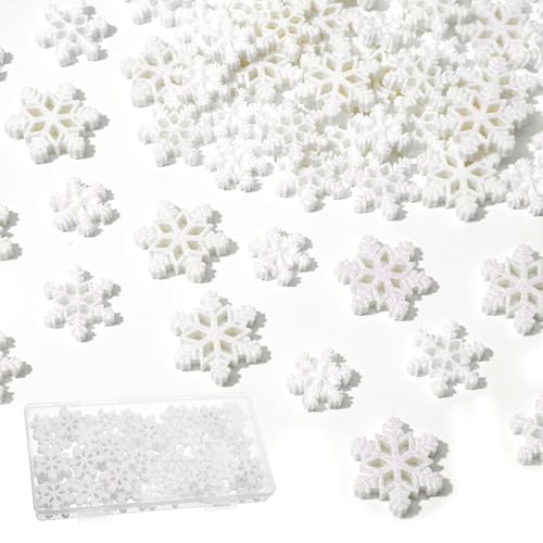 60 PCS Small Snowflakes for Craft Mini Snowflakes for Crafts Glitter Resin-Snowflakes Tiny Resin Snowflake Small-Snowflakes Glitter for Embellishment DIY Craft Project Winter Supply 3 Different Size