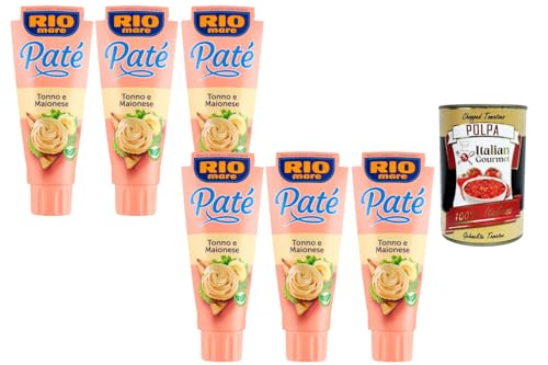 Italian Gourmet Thunfisch-Paté mit Mayonnaise 6×100 g – cremiger Fischaufstrich für Toast, Sandwich, Canapés & Snacks, praktisch portioniert + Italian Gourmet Polpa