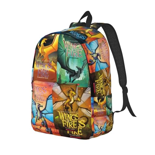 Light Daily Canvas Backpacks，Unisex Primary Wings Cartoon Fire Backpack Gifts，Adjustable，Casual Work Elementary Laptop Daypacks Bookbag