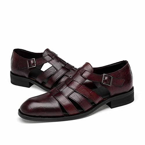 Men's Business Closed Toe Sandals,Ankle Buckle Hollow Out Roman Shoes,Summer Breathable Outdoor Fisherman Beach Sandals