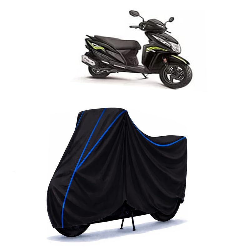 Image of Scooty Cover Water Resistant for Dio 125 | Universal Scooter & Bike Cover | Heavy Duty UV Protection | Dust, Rain & Scratch Protection | Elastic Fit All Weather Indoor Outdoor | Black with Blue Piping
