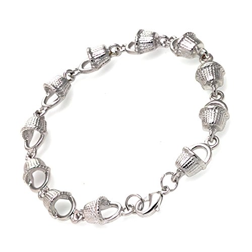 Nantucket Basket Link Chain SilverTone Bracelet 7.5