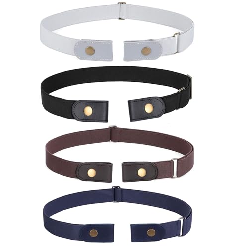 Image of WERFORU No Buckle Stretch Belt for Women and Men Elastic Waist Belt up to 72 Inches for Jeans Pants