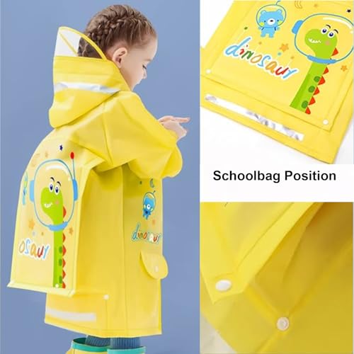 Girls Boys Raincoat Kids Rain Poncho Waterproof Jacket Rainwear Slicker Rain-Gear Yellow,2-3T4