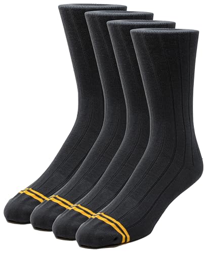 Men's Combed Cotton Socks, Seamless Toe, Flat Knit or Ribbed, Crew Length, Black, Navy or Brown Slatel Gray Ribbed 1PK (4 Pairs)