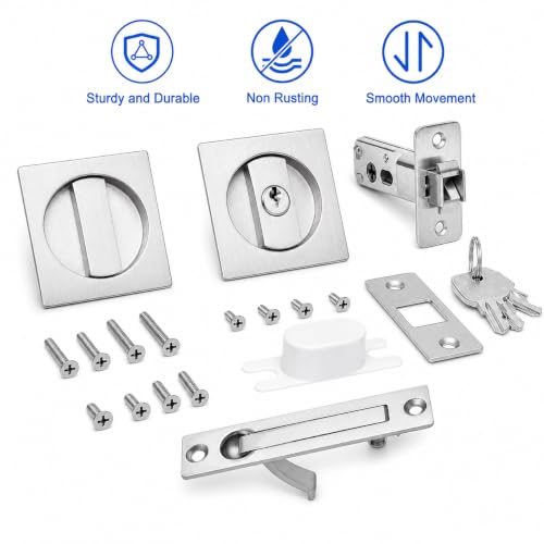 Candado para Puerta Corredera con Manilla Empotrada Dontay, Juego de 2, con Llave Iguales para Puerta de 1 3/8'' miniatura 6