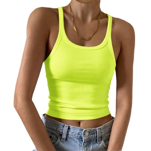 Teeshirt Femme Debardeur Noir, Crop Dentelle Lot sans Manche Chemise Dos Débardeur Chic, Pilates Maillot Mode Intégré Chemisier Débardeur Fluo Été Tank...