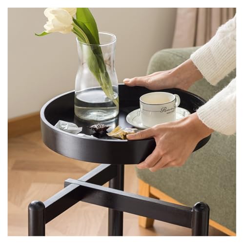 Table basse mobile noire pour canapé et balcon | Bout de canapé pratique - 5