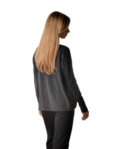Cashmere Boutique: Women's 100% Pure Cashmere V-Neck Boyfriend Sweater (Color: Medium Gray, Size: Large) #TOP3
