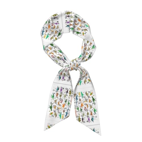 ZhanMg Stylish Learning Alphabets with Dinosaurs Print Women's Fashion Scarf â€“ Lightweight Scarf for Hijab, Head Wrap, Neck Cover, Hair Accessory, and More