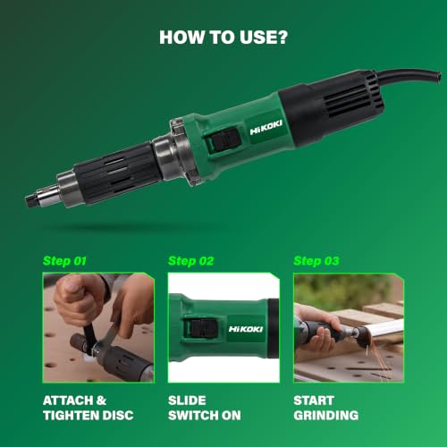 Image of HIKOKI GP5SAS9Z Corded Die Grinder 550W | 29000Rpm | 1.81Kg | Slide Switch | Black & Green