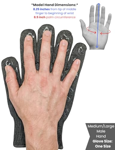 Image of Oven Gloves with Fingers - 932F Extreme Heat Proof and Cut Resistant Mitts for Kitchen, BBQ, Grill, Baking, Fire Pit - EN407 Certified with Non-Slip Silicone Grip and Cotton Lined for Comfort