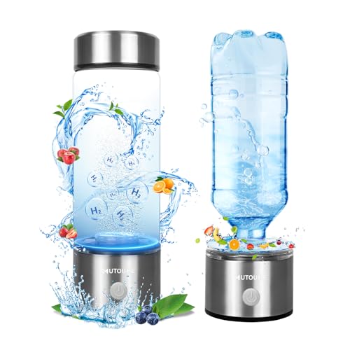 MUTOUHE Hydrogen Water Bottle, 4000PPB Hydrogen Water Bottle Generator, 450ML Portable Water Ionizer with SPE & PEM, Improve Water in 3 Minutes, Hydrogen Rich Water Cup for Travel Office