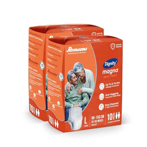 Image of DIGNITY Magna Pant Style Adult Diapers - L (20 Pieces) With Wetness Indicator and Leakage Protection Upto 8-10 Hrs.