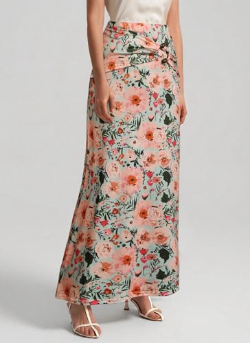 Women's Maxi Summer Skirt Elegant Trendy High Waist Ankle Length A line Printed Skirts3