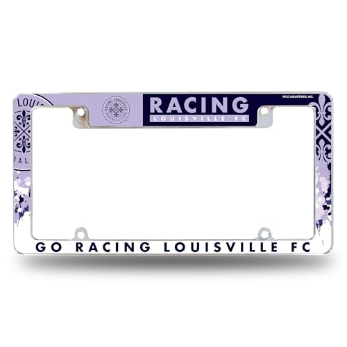 Rico Industries NWSL Racing Louisville FC 12" x 6" Chrome All Over Automotive License Plate Frame for Car/Truck/SUV