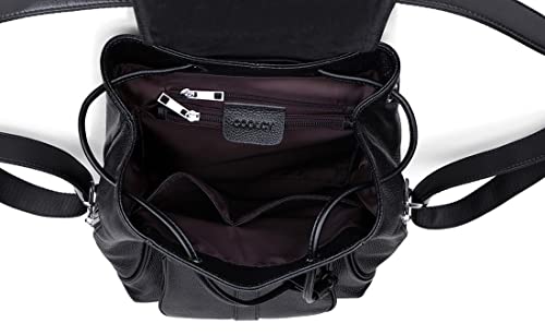 Coolcy New Vintage Women Real Genuine Leather Backpack Purse Schoolbag (Black) #TOP6