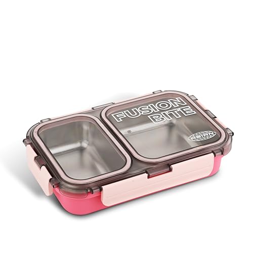 Image of Asian Plastowares - 2 Insulated Lunch Box | Tiffin Box - Leak-Proof, Airtight | Lunch Box for Kids & Adults | Durable & Spill-Free School, Office, and College Tiffin | Light Pink