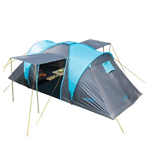 Skandika Hammerfest 4 Personas - Tienda de campaña Familiar - cúpula - Dos dormitorios- mosquiteras (sin Suelo Cosido)