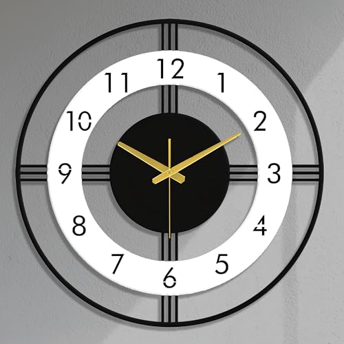 Image of Auromin Luxury Decorative Metal Wall Clock for Bedroom | Designer Big Size Wall Watches for Living Room, Dinning Room, Kitchen, Office | Aesthetic Unique WallClocks for Decoration