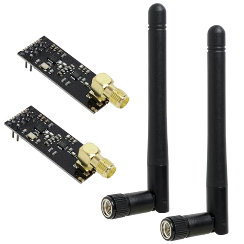 2 Stück NRF24L01 + PA + LNA Funkmodul mit SMA Antenne - Hochleistungs-2,4 GHz Wireless Transceiver für IoT-Projekte, Sternnetzwerk-Anwendungen, RF-Datenübertragung mit Erweiterter Reichweite