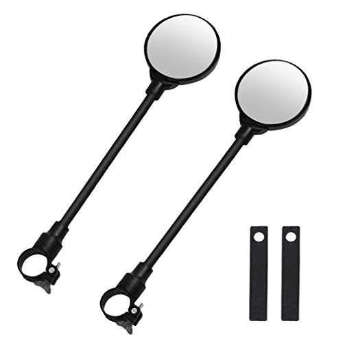 Bike Mirror, 360 Degree Adjustable Rotatable Bicycle Rear View Mirror, Wide Angle Convex Safety Mirror For Mountain Road Bicycle Mirror For Handlebars（Black） - Thumbnail 2