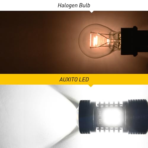 Image of AUXITO 3156 3157 LED Bulbs White for Reverse Lights, Ultra Bright 3056 3057 4157 LED Bulbs with 3030 Chipset with Projector for Reverse Backup Parking Turn Signal Brake Tail Lights, Pack of 2
