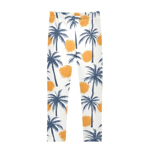 Vintage Palm Tree Girls Leggings Ultra Soft Compression Yoga Gym Pants for Kids 4-10T