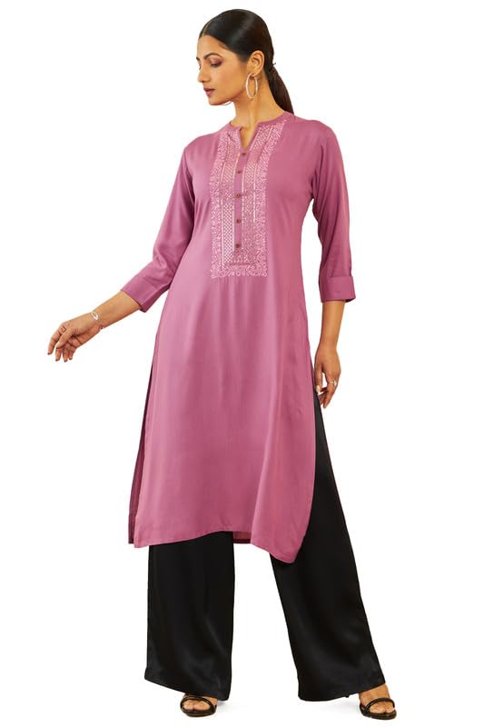 Image of Soch Women Rayon Regular Fit Regular Kurtas