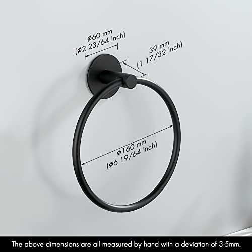 Kes Adhesive Towel Ring Hand Towel Holder For Bathroom Modern Round Towel Hanger Wall Mounted Sus 304 Stainless Steel Matte Black, A2180Dm-Bk #TOP7