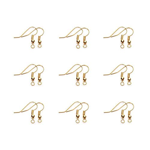 RETON 800 Ganchos de Oro Para Las Orejas, Sin Níquel,Para Anzuelos,Pendientes,Pendientes de Gancho Con Bola de Alambre Francés Accesorios de Joyería de Calidad para Fabricación de Bisutería