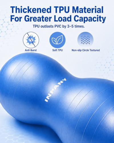 Image of INPANY Peanut Ball - Anti Burst Exercise Ball for Labor Birthing, Physical Therapy for Kids, Core Strength, Flexible Seating, Home & Gym Fintness, Sensory Chair Wiggle Seat for Boys and Girls