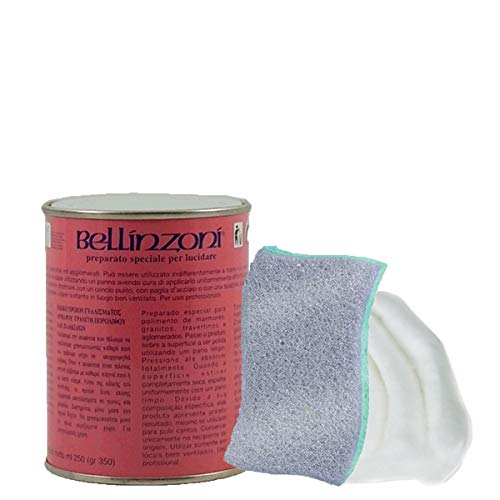 KIT DE CERA SÓLIDO TRANSPARENTE BELLINZONI PARA MÁRMOL Y GRANITO Gr.350