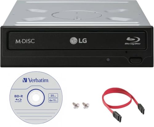 LG WH16NS40 16X Blu-ray BDXL DVD CD Internal Burner Drive Bundle with Free 25GB M-DISC BD + SATA Cable + Mounting Screws