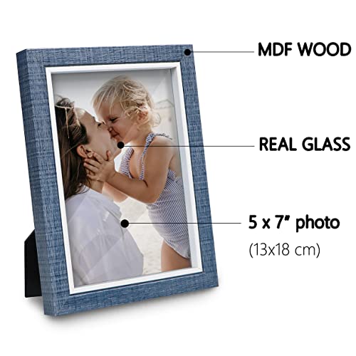 Shampsen Picture Frames 5X7 Navy Blue Picture Frames Set Of 2 For Wall And Tabletop Home Decor Gift For Birthday, Anniversary, Mother's Day #TOP4