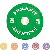 HulkFit Sport Series 2' Olympic Shock Absorbing Rubber Bumper Weight Plates for Barbells - Multi Color 25 lb Single