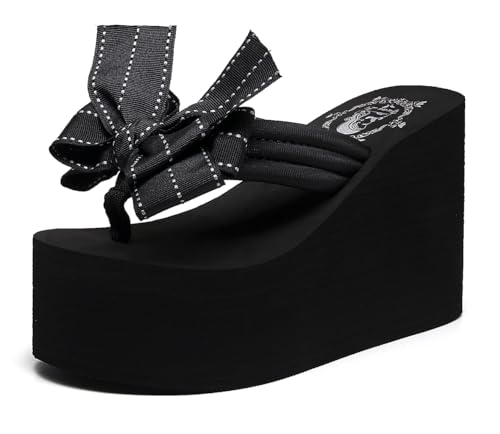 Womens Platform Wedge Flip Flops Chunky High Heel Sandals Beach Thong Heeled Sandal Slippers for Women