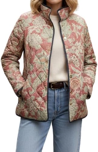 Akivide Women's Vintage Floral Pattern Quilted Jacket Casual Fall...