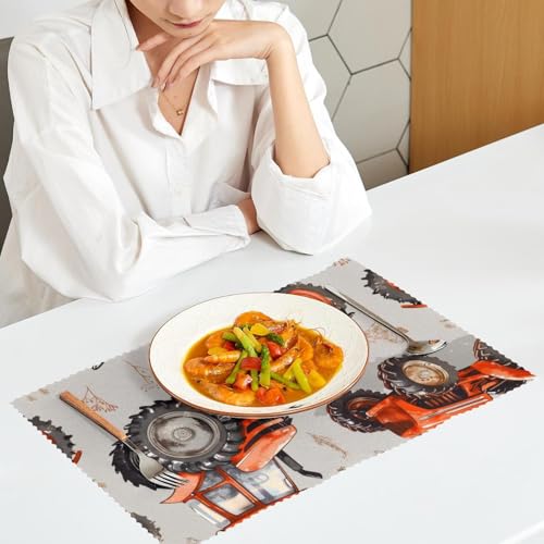 Sets de table imprimés tracteurs rétros de qualité supérieure pour dîneurs