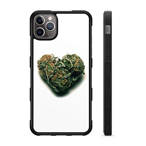 407Case Fits iPhone 12 Pro Max 6.7" Marijuana Weed Heart 420 Hyper Shock Protective Rubber Phone Case (iPhone 12 ProMax 6.7")
