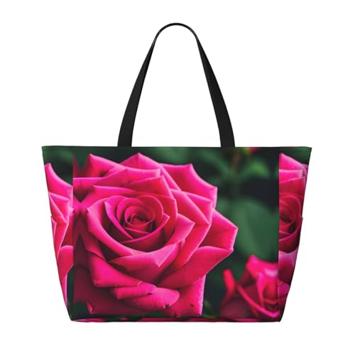 Rose Flower Large Beach Tote Bag Women Beach Tote Bag For Pool Gym Grocery Travel With Multiple Pocket2
