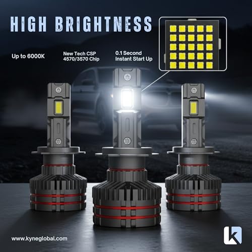 Image of KYNE 300W High Power Premium LED Headlights Bulb -H7 /H18 6000K Cool White, 30,000 Lumens Ultra-Bright, IP65 Waterproof with 2 YEAR WARRANTY (2 Year Warranty, H7 /H18)