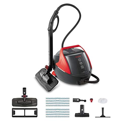 Polti Vaporetto PRO 85_Flexi Steam Cleaner, 4.5 Bar, Vaporflexi Brush, kills and eliminates 99.99% * of viruses, germs and bacteria, Made in Italy, Black Red Cover