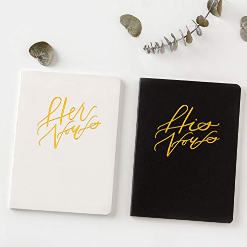Calculs Wedding His & Her Vows Black & White Paper Cover with Gold Gilding Set of 2 Bridal Shower Gifts Keepsake