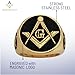MasonicMan Mens Masonic Square and Compass Triple Sided Stainless Steel Ring Gift Pouch Gold Style Size 14