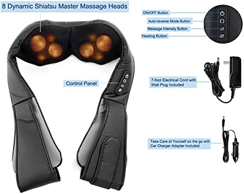 Secura Shiatsu Neck Shoulder And Back Massager With Heat Kneading, Shoulder Massager Electric Deep Tissue Massage Pillow For Nekteck, Legs, Muscle, Body Pain Relief, Work, Home Office, And Car Use #TOP1