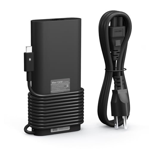 Image of 130W USB Type C Laptop Charger Compatible with Dell XPS 15 9575 9520 9510 9500 17 9720 9710 9700 Precision 5530 5550 5560 5570 5750 5760 3560 Latitude 5411 5421 5511 5520 5521 Power Cord